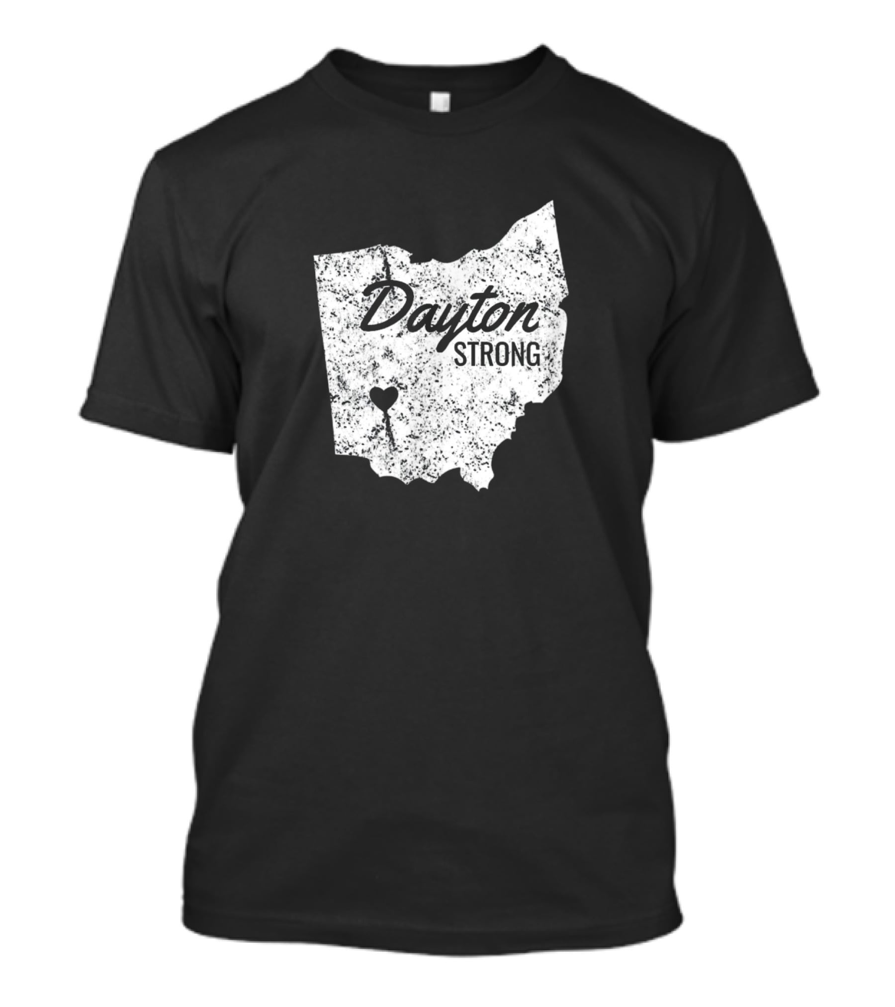 Dayton Strong Ohio Map With Heart Symbol Memorial T-Shirt