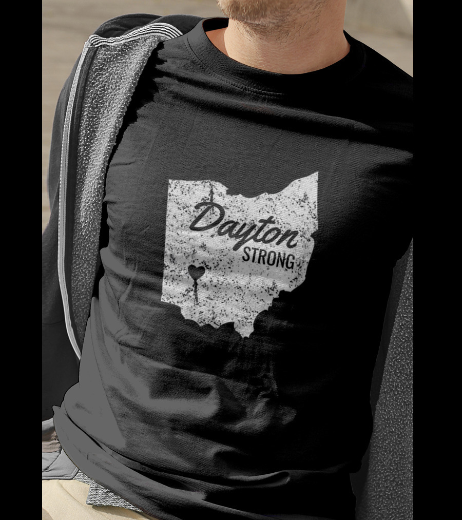 Dayton Strong Ohio Map With Heart Symbol Memorial T-Shirt