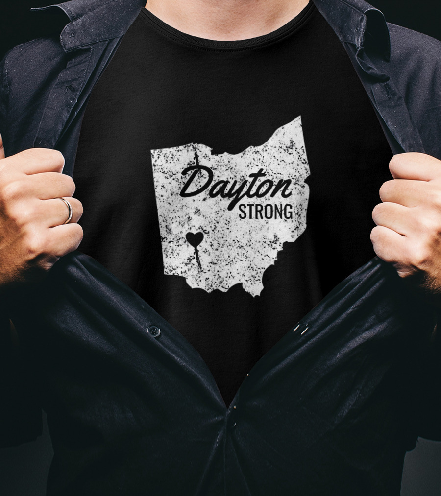 Dayton Strong Ohio Map With Heart Symbol Memorial T-Shirt