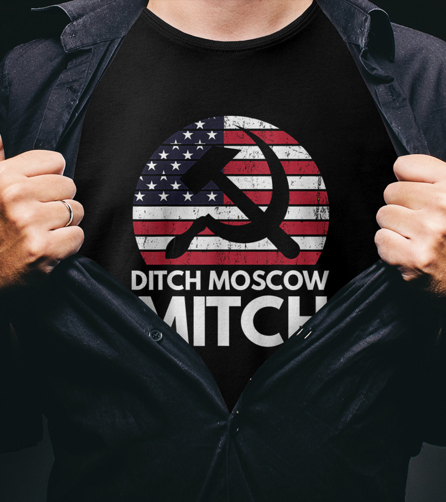 Ditch Moscow Mitch American Flag Hammer Sickle Symbol Mitch McConnell T-Shirt