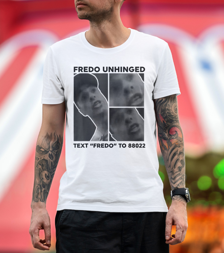 Fredo Unhinged Text Fredo to 88022 Monochrome Collage T-Shirt