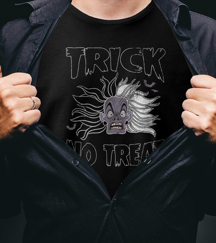 Trick No Treat Spooky Ghost Face With Flying Bats T-Shirt