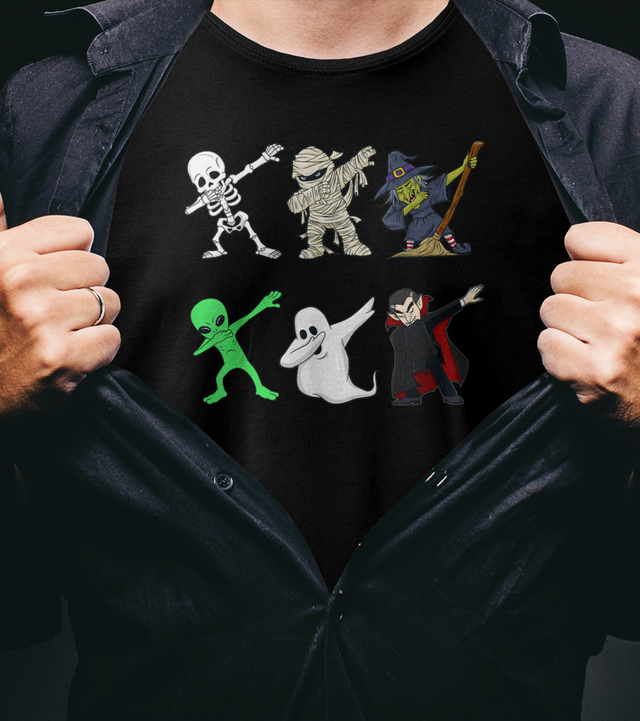 Skeleton Mummy Witch Alien Ghost Vampire Dabbing Monsters T-Shirt
