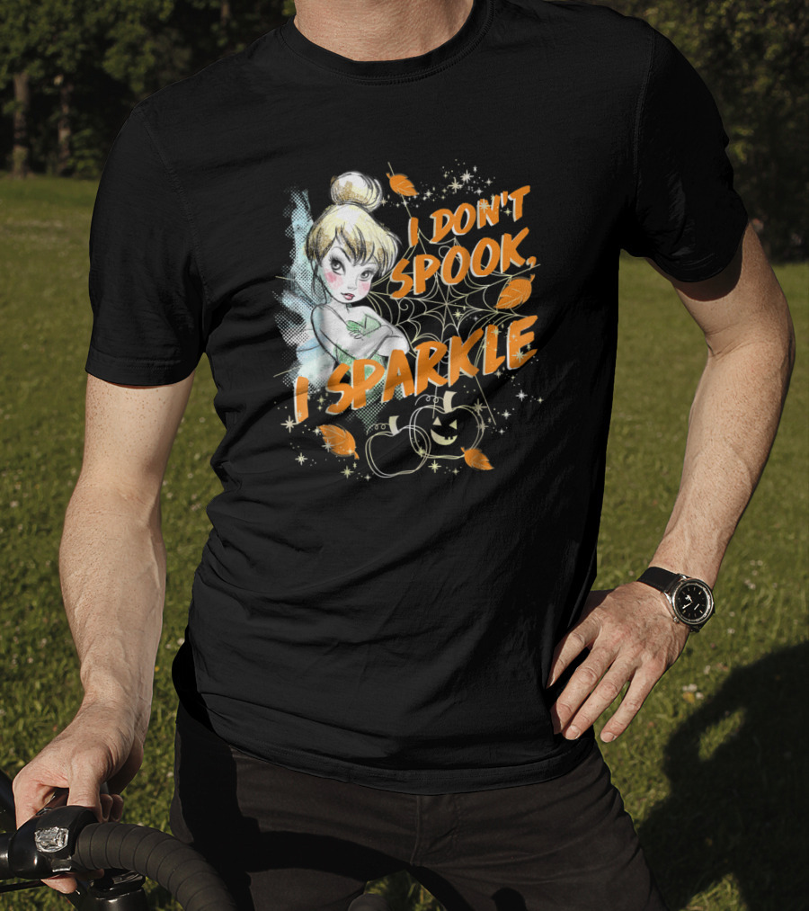 Tinkerbell I Don't Spook I Sparkle Halloween Pumpkin Leaves T-Shirt
