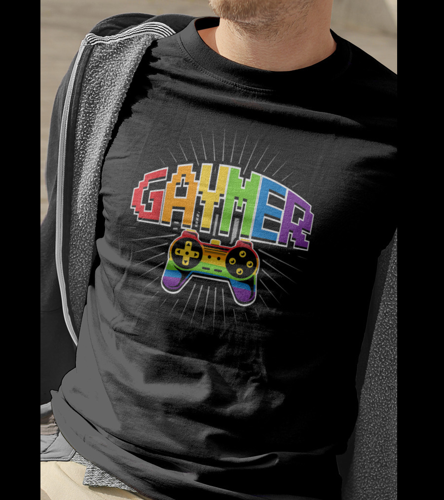 Threadrock Men's Gaymer Rainbow Love Controller Pride T-Shirt