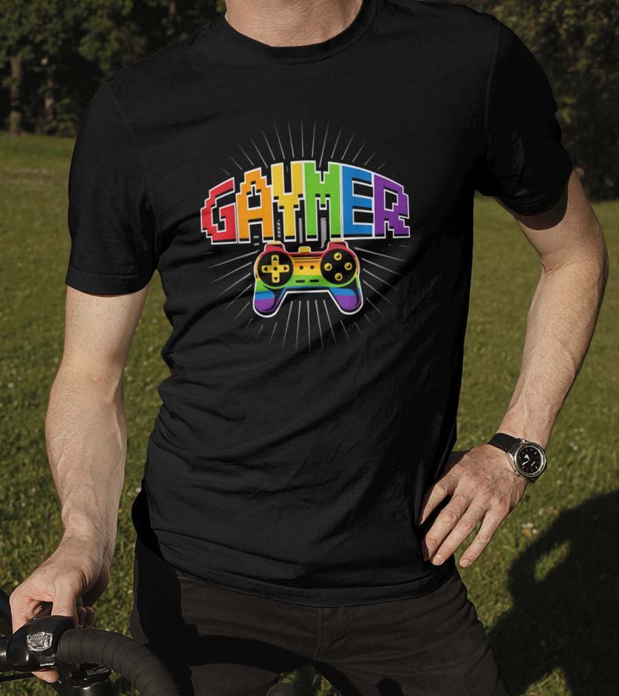 Threadrock Men's Gaymer Rainbow Love Controller Pride T-Shirt