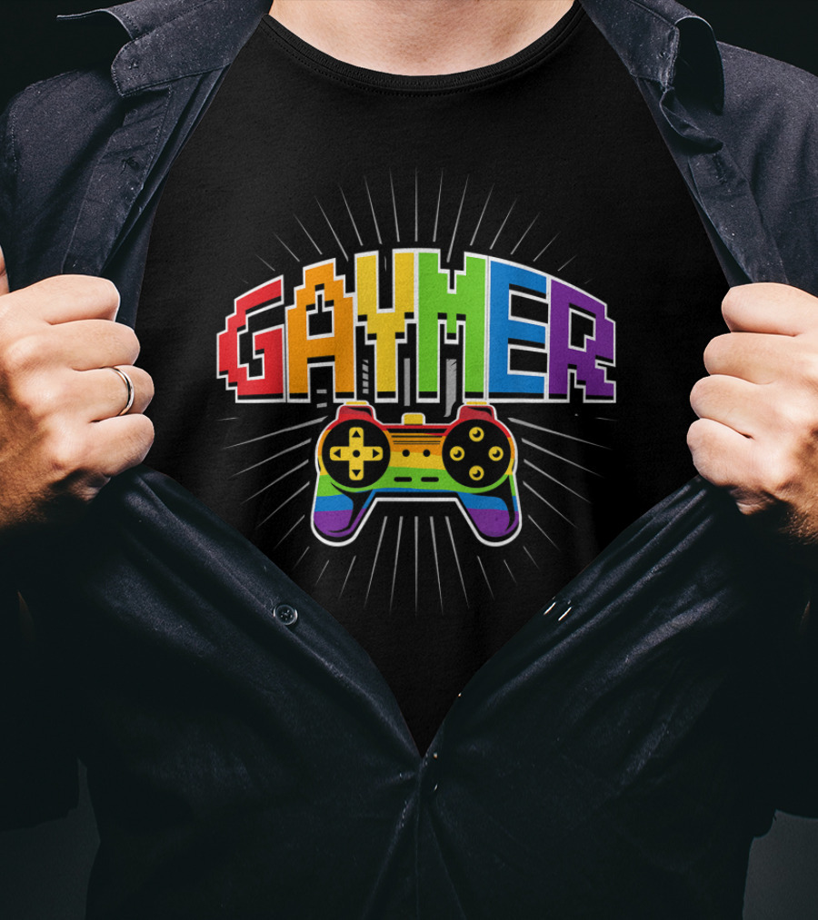 Threadrock Men's Gaymer Rainbow Love Controller Pride T-Shirt