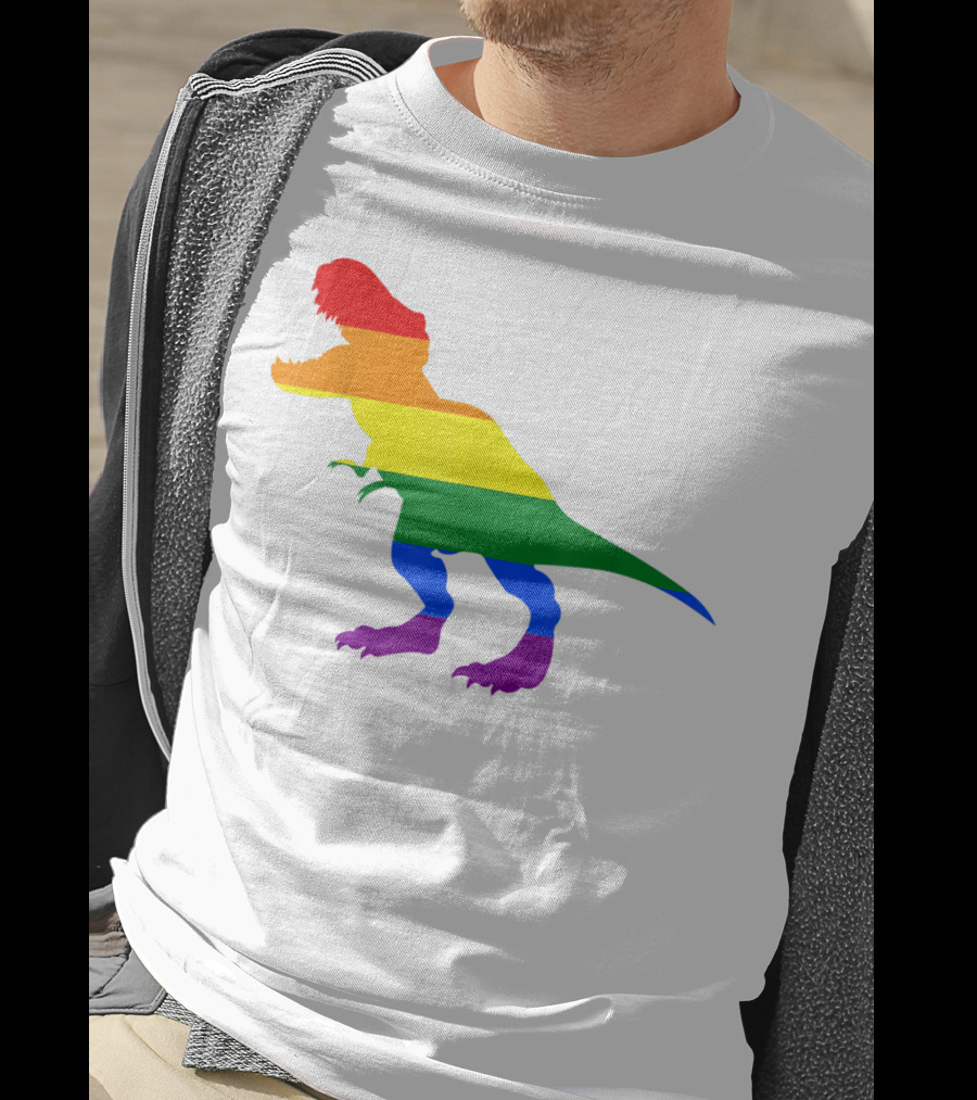 Dino Pride Rainbow Flag LBGT T-Rex Pride Month T-Shirt