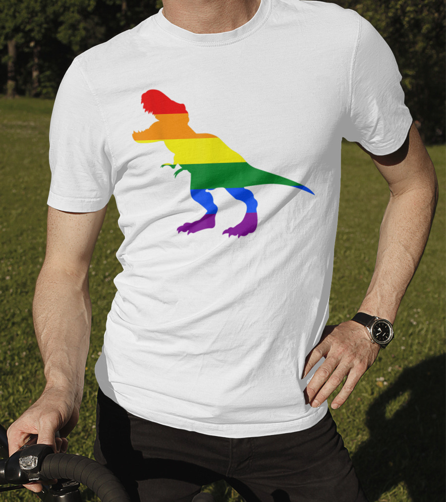 Dino Pride Rainbow Flag LBGT T-Rex Pride Month T-Shirt