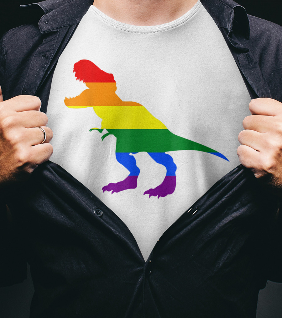 Dino Pride Rainbow Flag LBGT T-Rex Pride Month T-Shirt