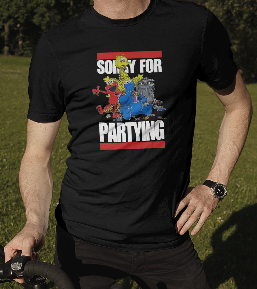 Sorry For Partying With Playful Characters And Big Yellow Bird T-Shirt