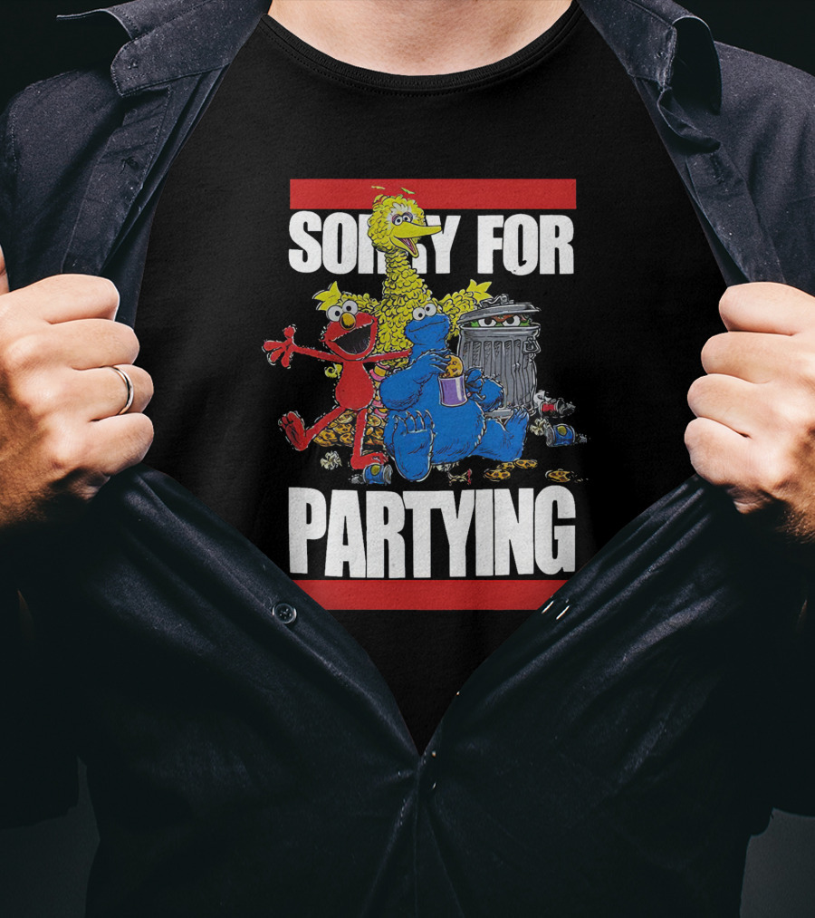 Sorry For Partying With Playful Characters And Big Yellow Bird T-Shirt