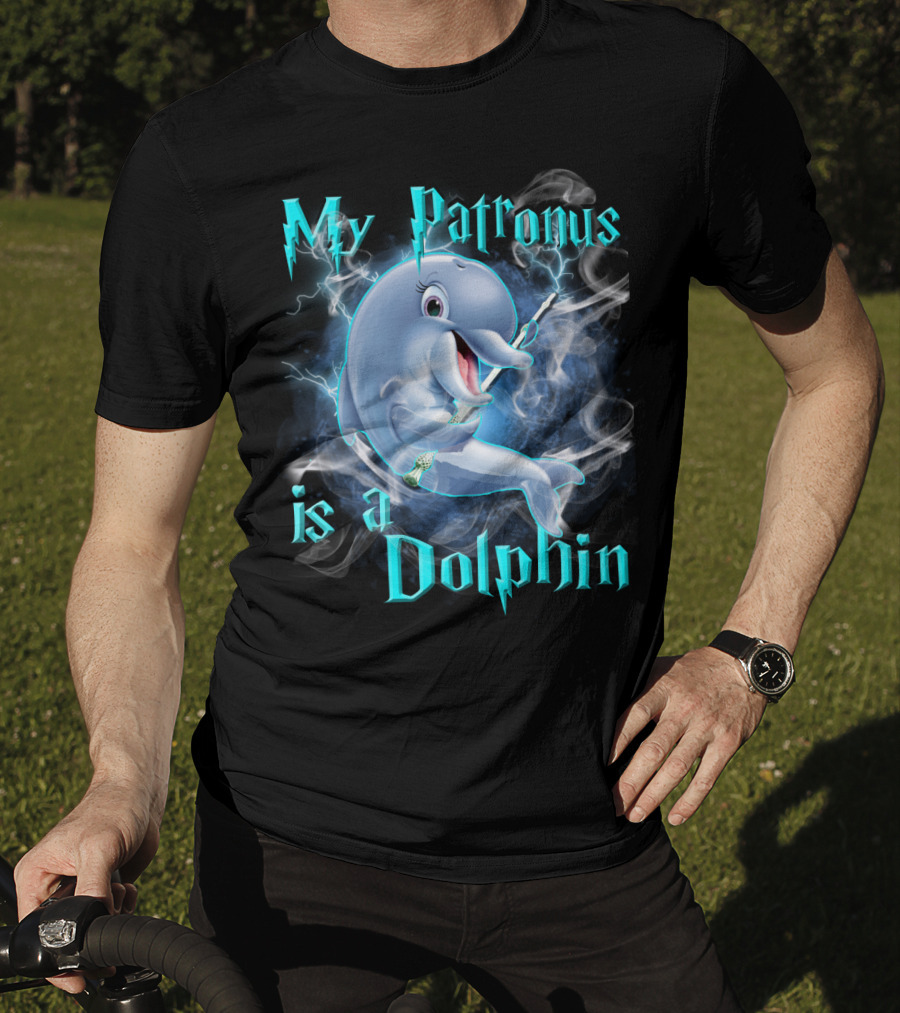 My Patronus Is A Dolphin Magic Parody Lightning T-Shirt