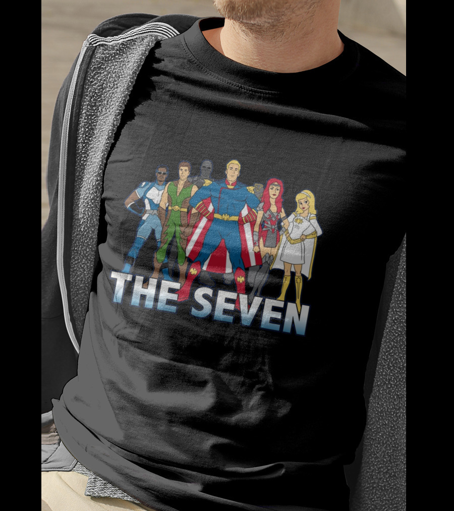 The Seven Cartoon Parody Superhero Team Art Ript Crossover T-Shirt
