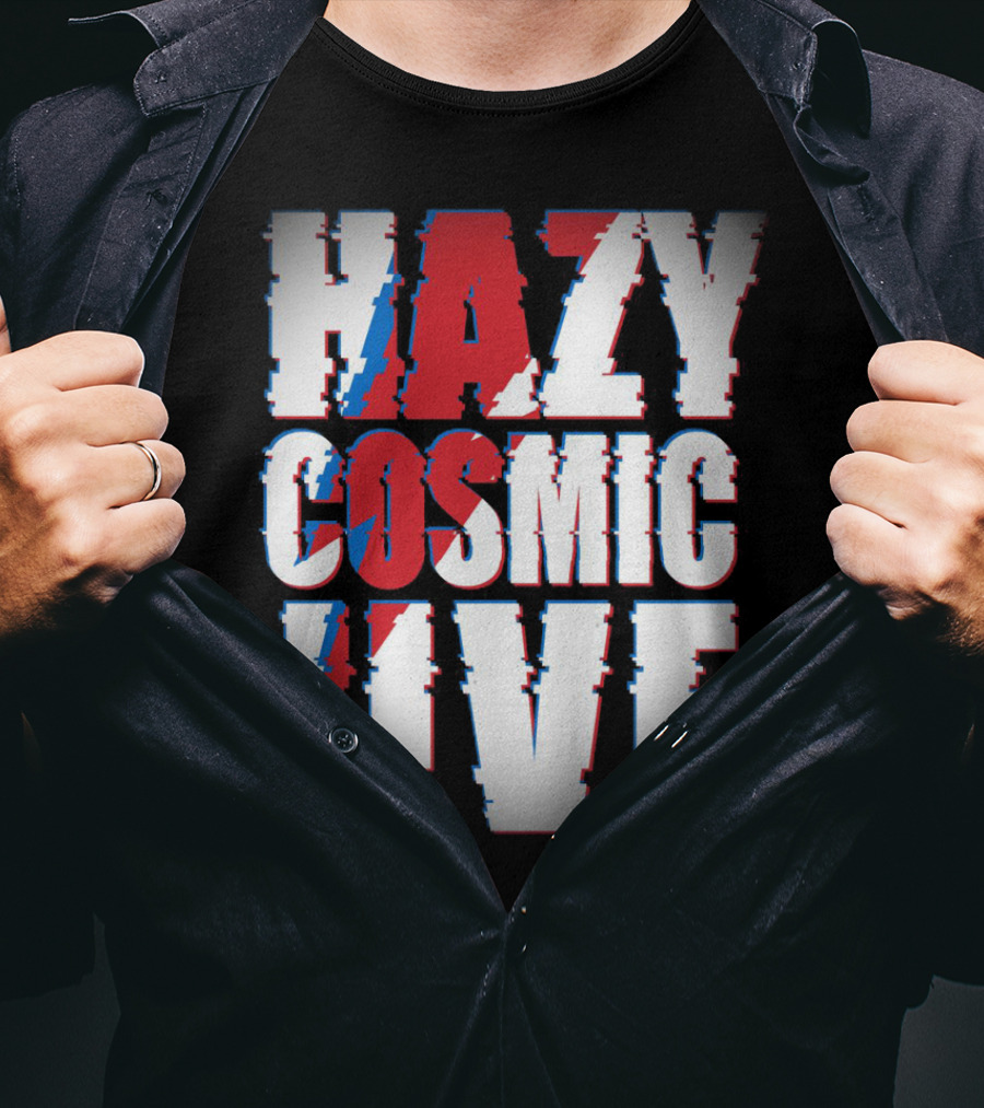 Hazy Cosmic Jive Ziggy Stardust Style Lightning Bolt T-Shirt