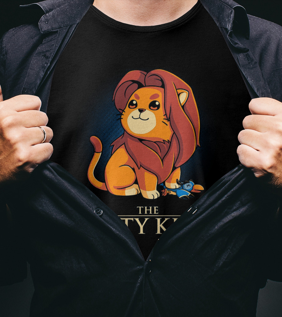 The Kitty King Cute Lion With Plush Mane And Toy Bird Playful T-Shirt