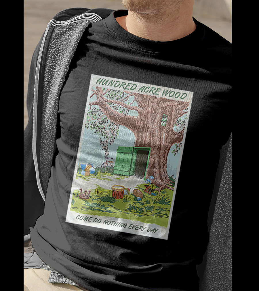 Hundred Acre Wood Come Do Nothing Every Day Vintage Tree Scene T-Shirt