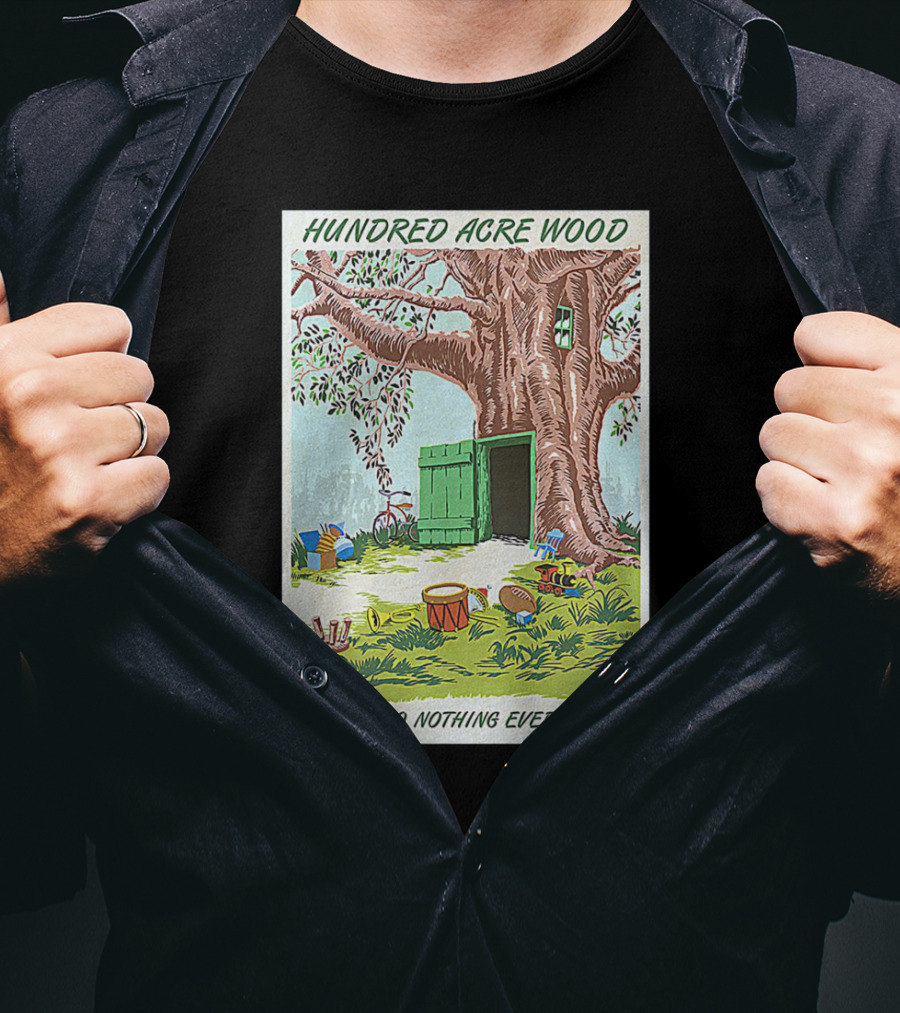 Hundred Acre Wood Come Do Nothing Every Day Vintage Tree Scene T-Shirt