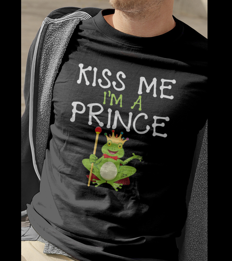 Kiss Me I'm A Frog Prince With Crown And Scepter T-Shirt