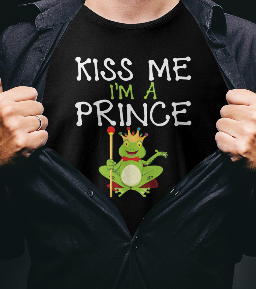 Kiss Me I'm A Frog Prince With Crown And Scepter T-Shirt