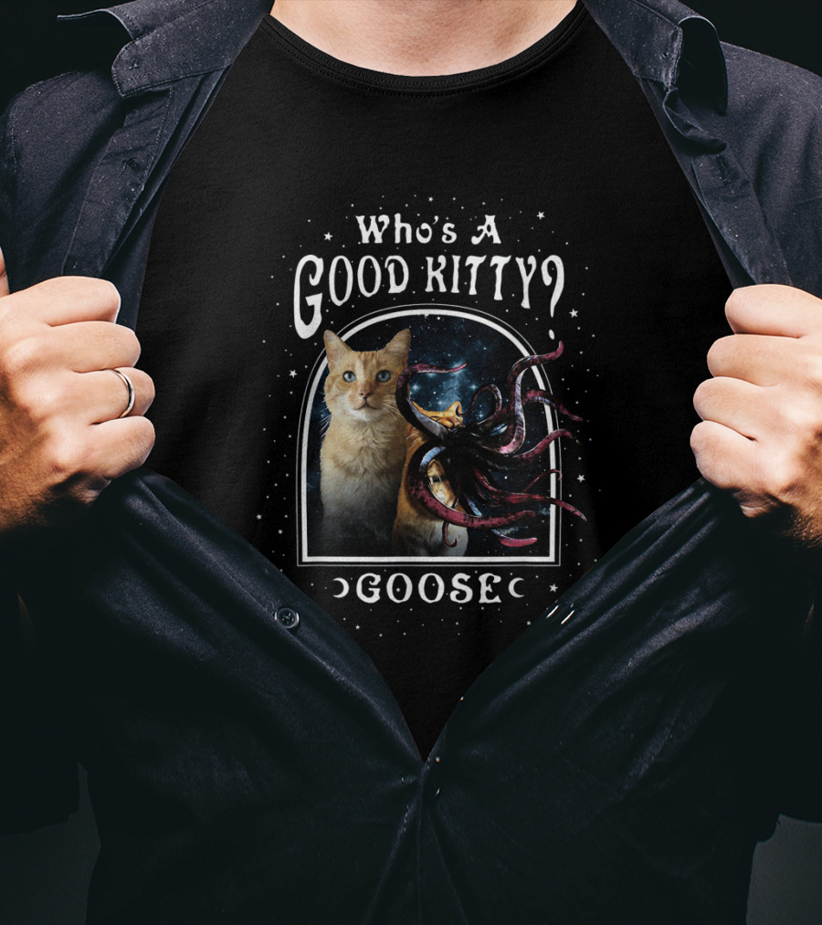 Goose The Cat With Alien Tentacles Who's A Good Kitty Captain Marvel T-Shirt