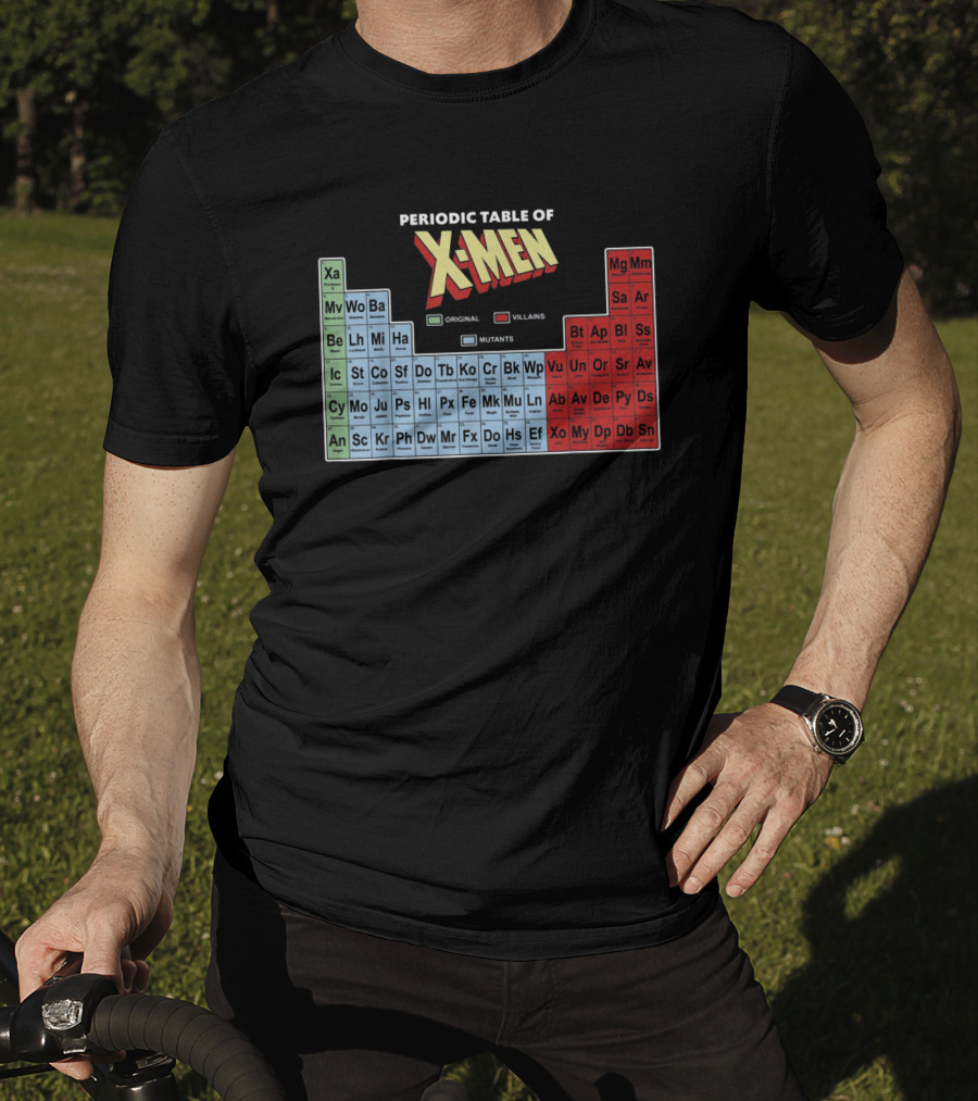 Periodic Table Of X-Men Characters Featuring Original Villains And Mutants T-Shirt