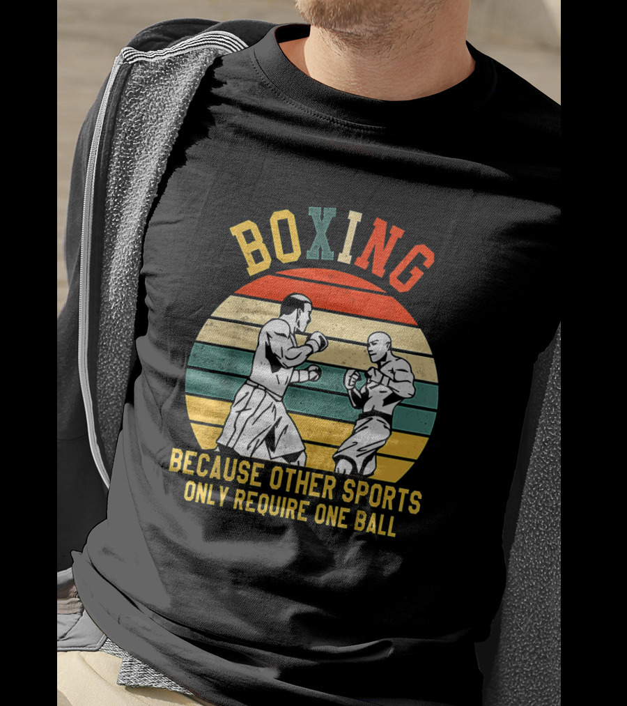 Boxing Retro Graphic With Fighters Because Other Sports Only Require One Ball T-Shirt