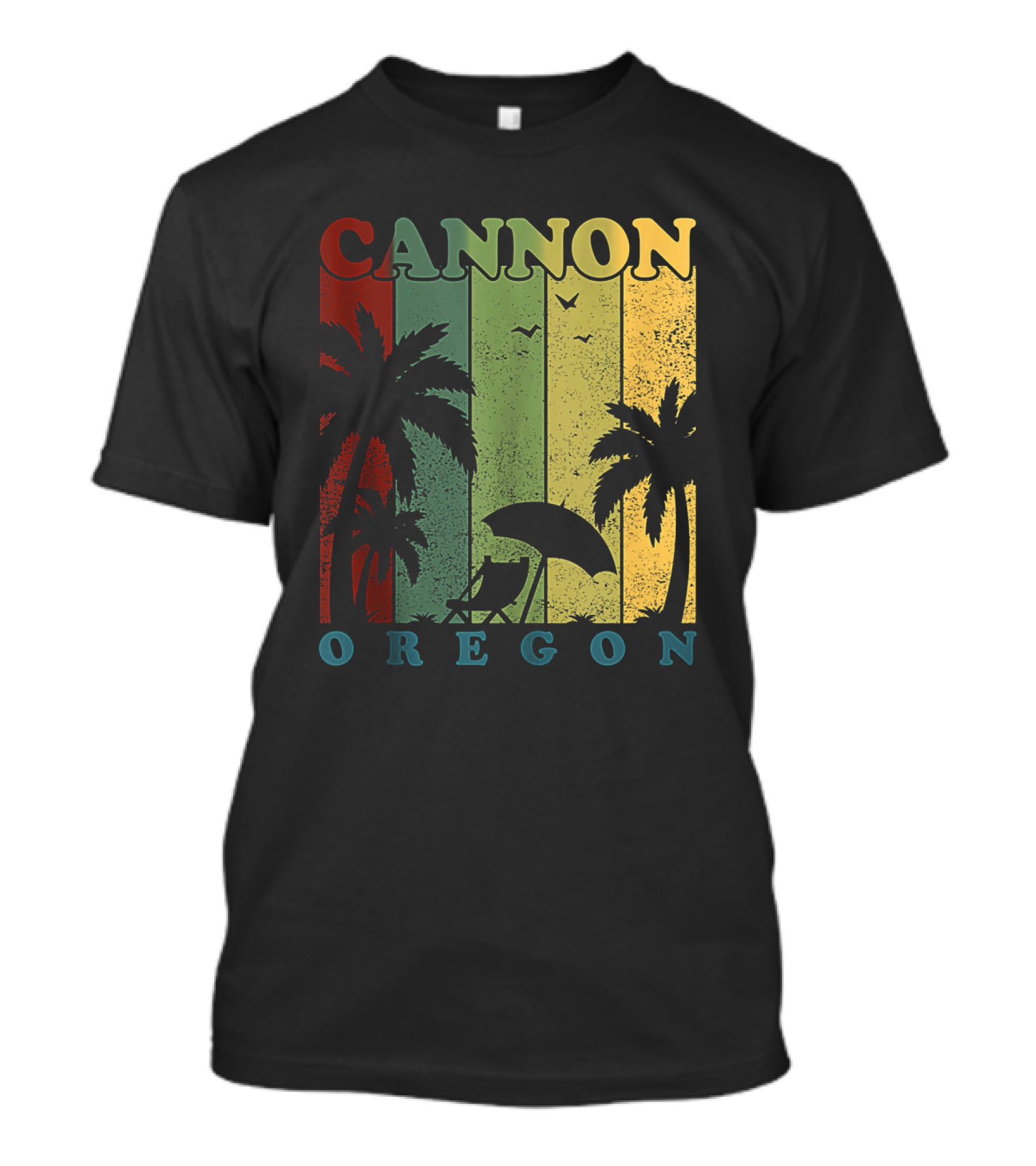 Cannon Beach Oregon Summer Vacation Landscape With Palm Trees And Sunset T-Shirt