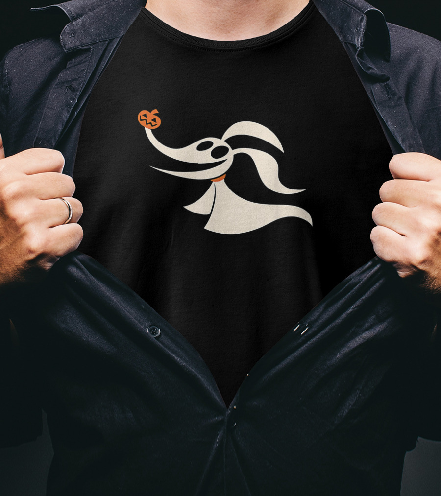 Zero Nightmare Before Christmas Halloween Ghost Dog Pumpkin T-Shirt