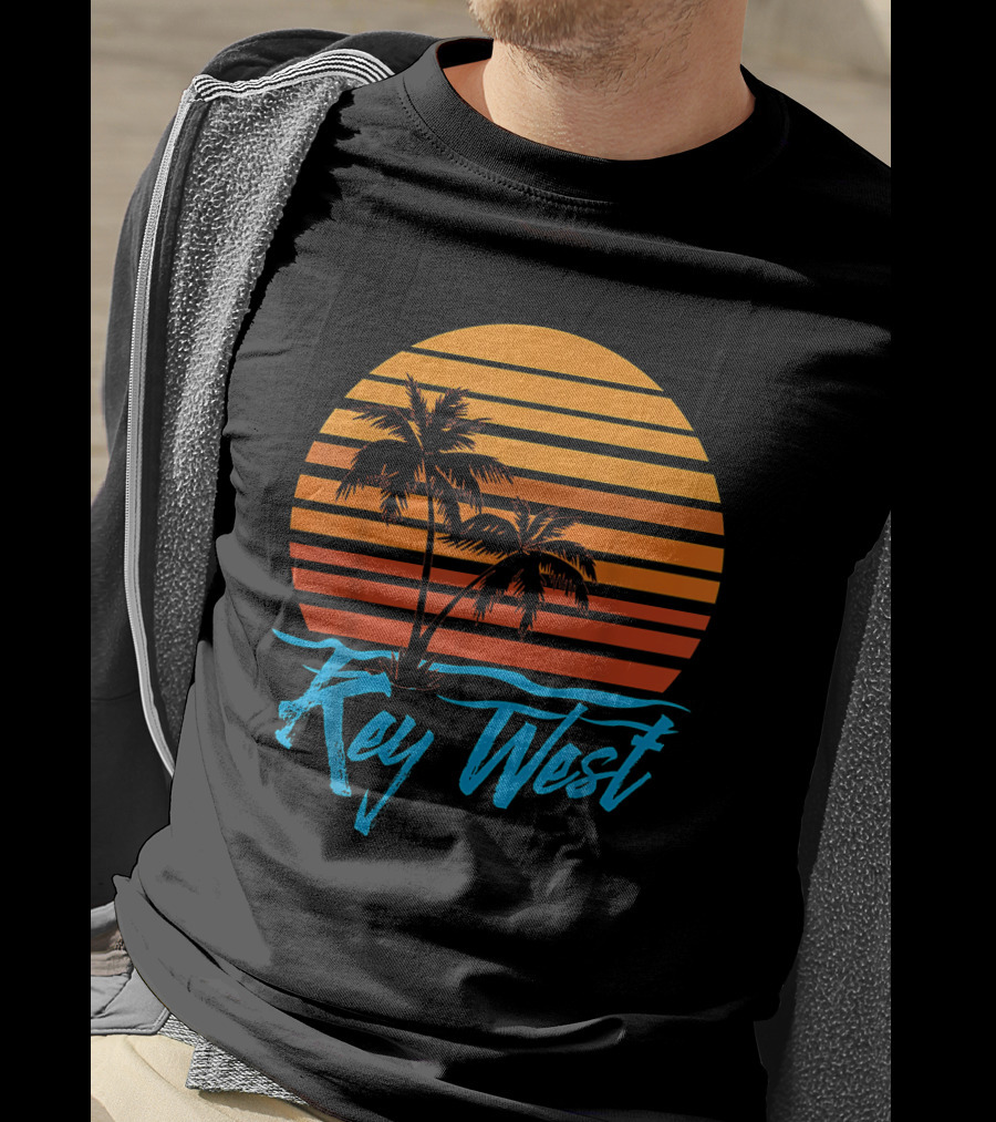 Key West Sunset Palm Trees Beach Vacation Tourist Retro Tropical T-Shirt