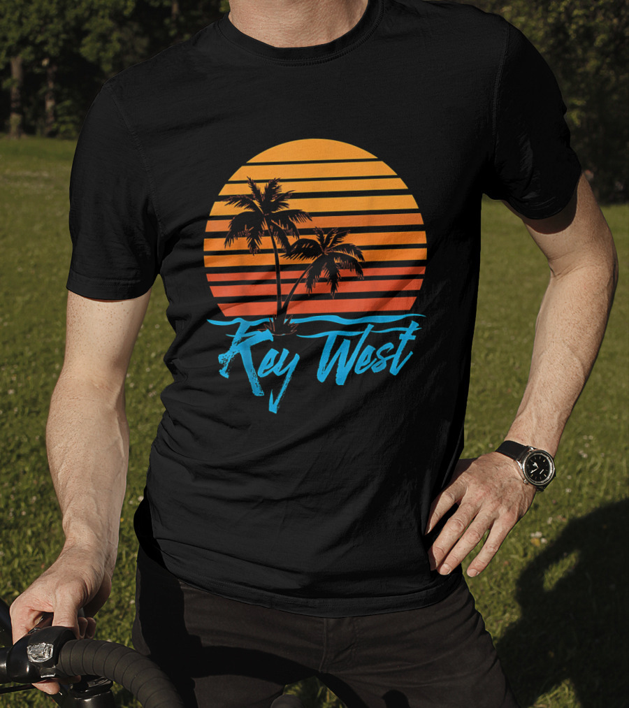 Key West Sunset Palm Trees Beach Vacation Tourist Retro Tropical T-Shirt