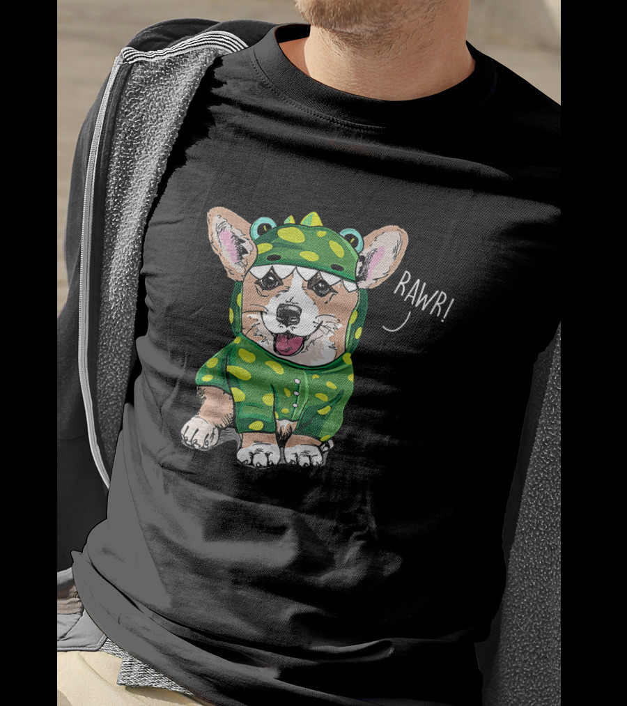 Rawr Welsh Corgi Dressed As Dinosaur Costume Rex T-Shirt