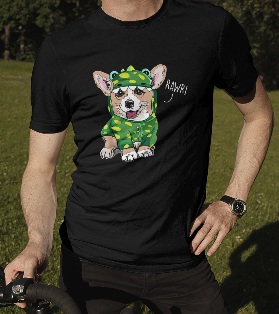 Rawr Welsh Corgi Dressed As Dinosaur Costume Rex T-Shirt