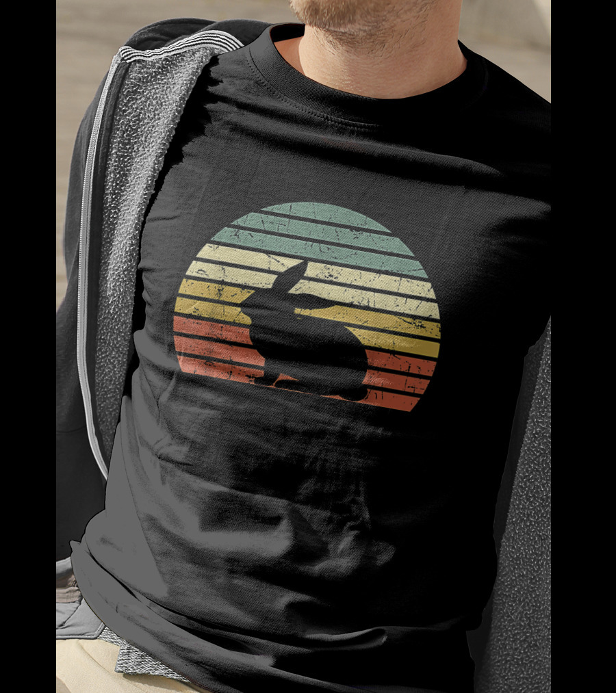 Retro Sunset Silhouette Rabbit Vintage 70s T-Shirt