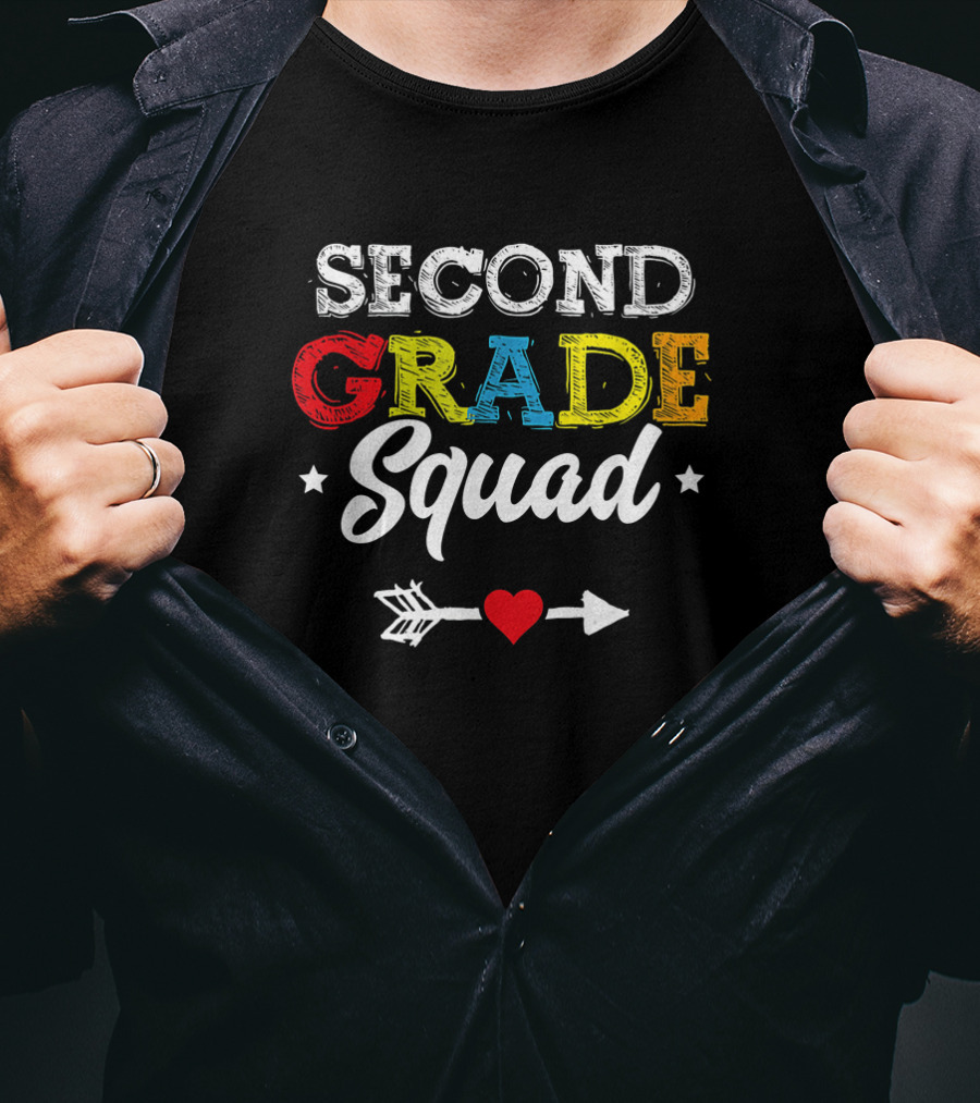 Second Grade Squad Colorful Back To School Teacher Student Kids Arrow Heart T-Shirt