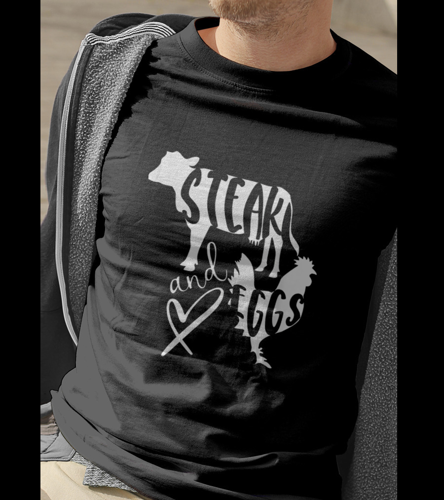 Steak And Eggs Funny Keto Low Carb Cow And Chicken T-Shirt