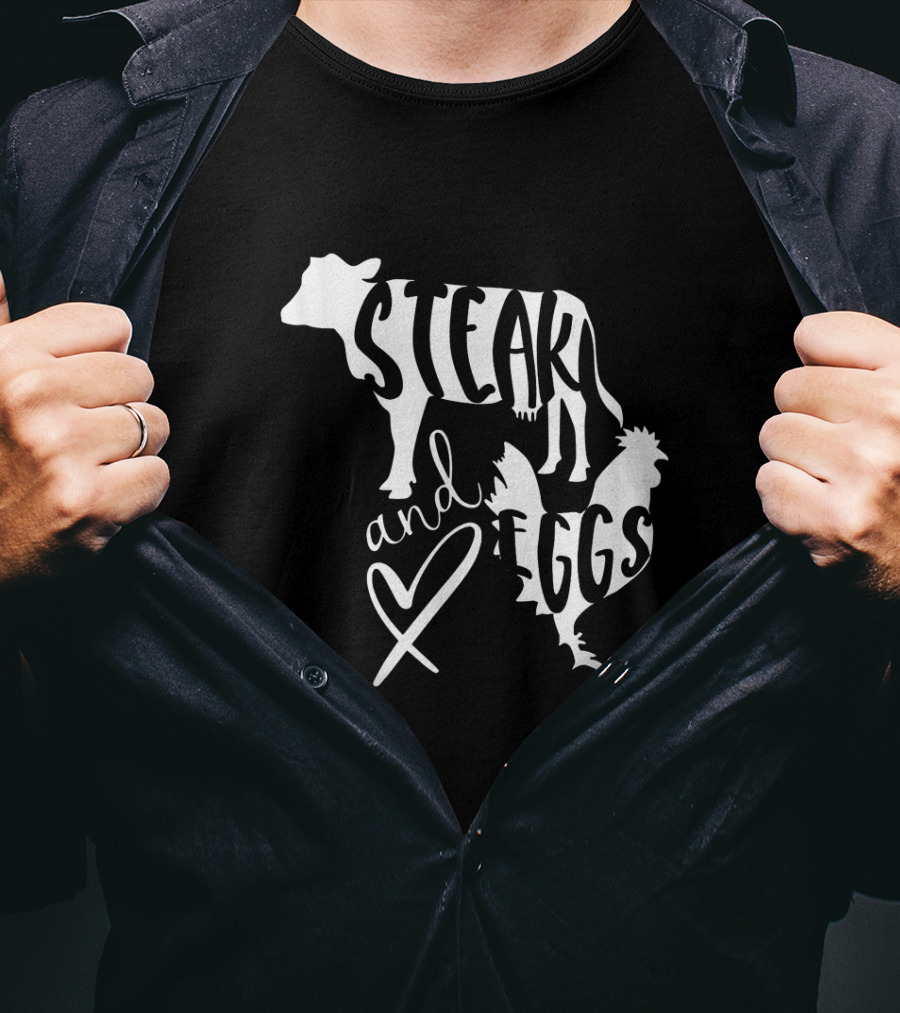 Steak And Eggs Funny Keto Low Carb Cow And Chicken T-Shirt
