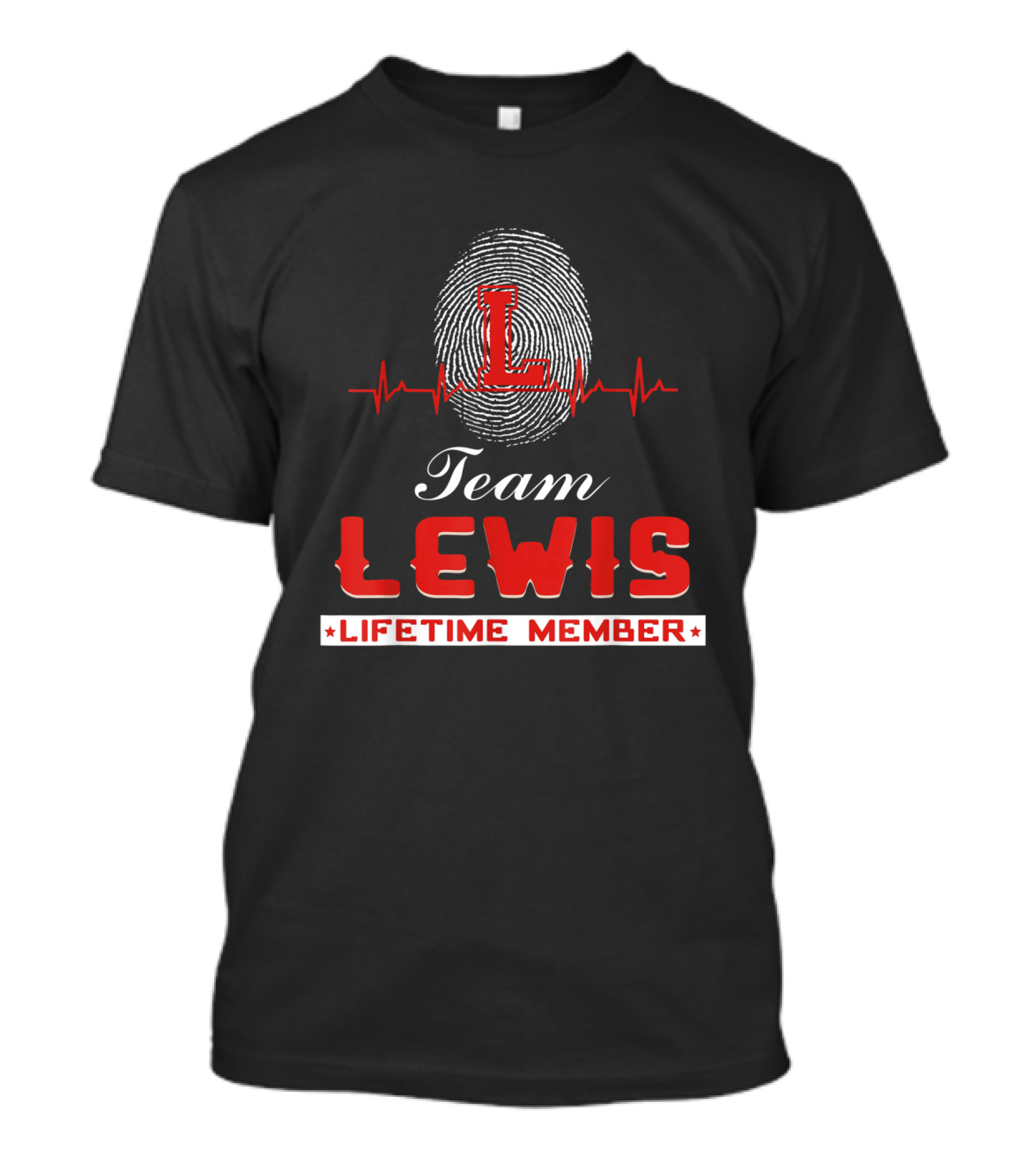 Team Lewis Lifetime Member Fingerprint Heartbeat T-Shirt