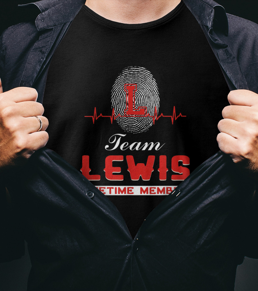 Team Lewis Lifetime Member Fingerprint Heartbeat T-Shirt