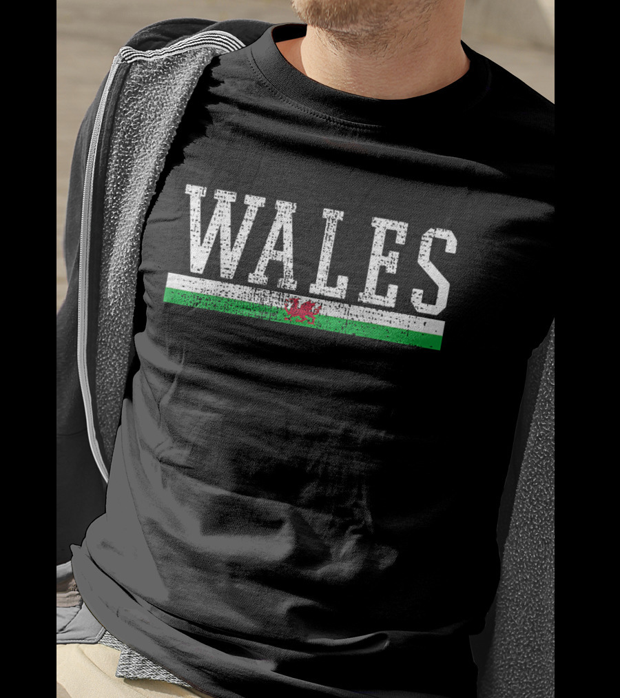Wales Flag Vintage Distressed Design With Dragon Emblem T-Shirt