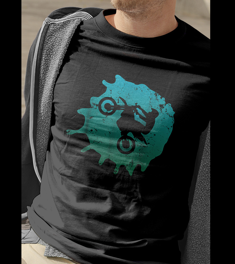 Motocross Dirt Bike Enduro Vintage Distress Silhouette Splash T-Shirt