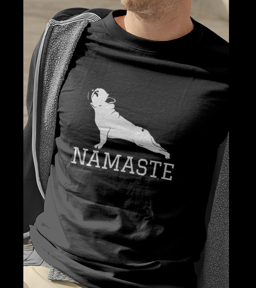 Namaste French Bulldog Yoga Pose Humor T-Shirt