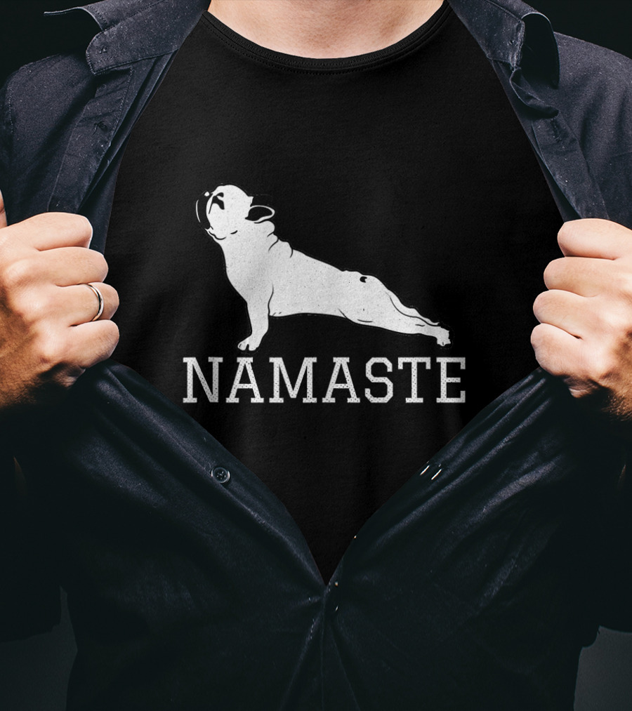 Namaste French Bulldog Yoga Pose Humor T-Shirt