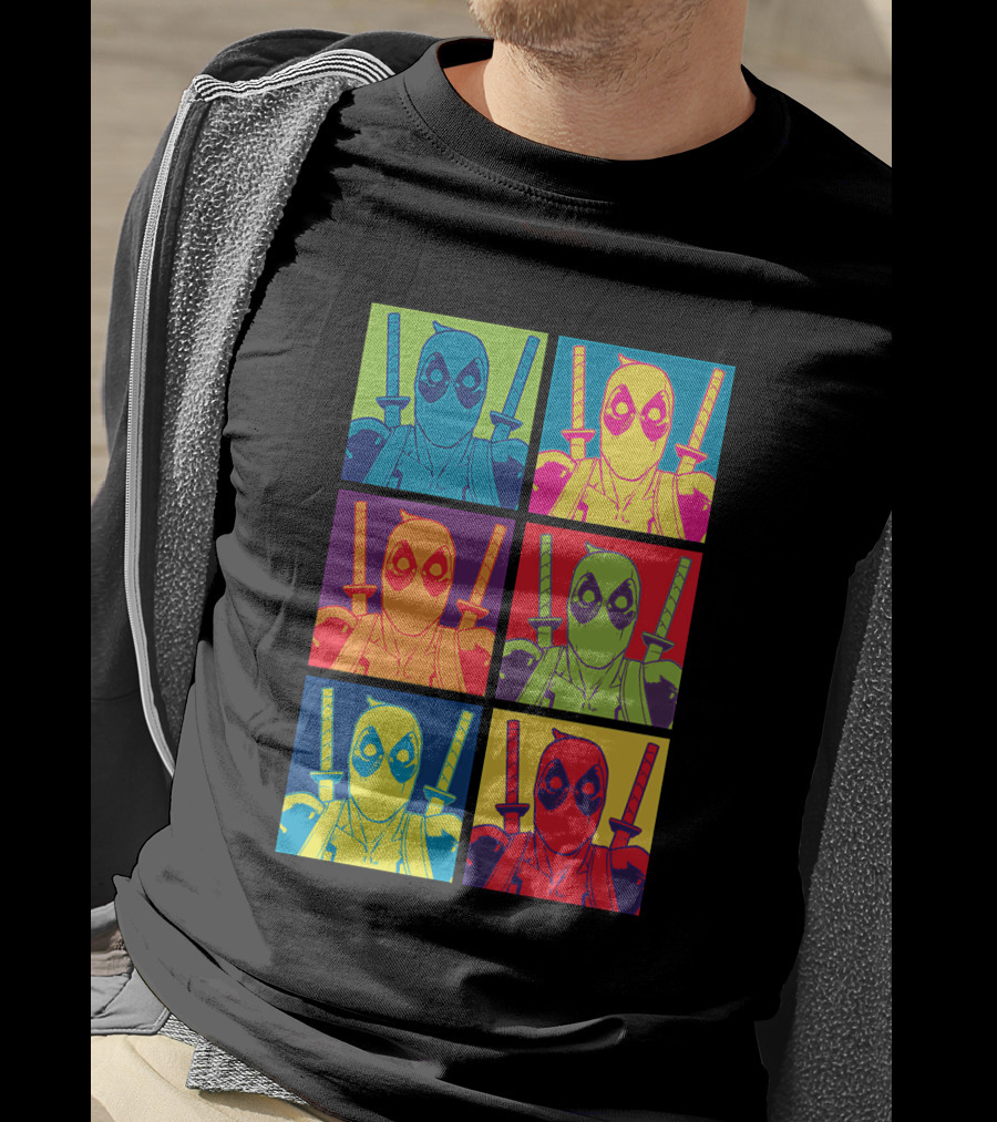 Marvel Deadpool Pop Art Colorful Square Box Repeat T-Shirt