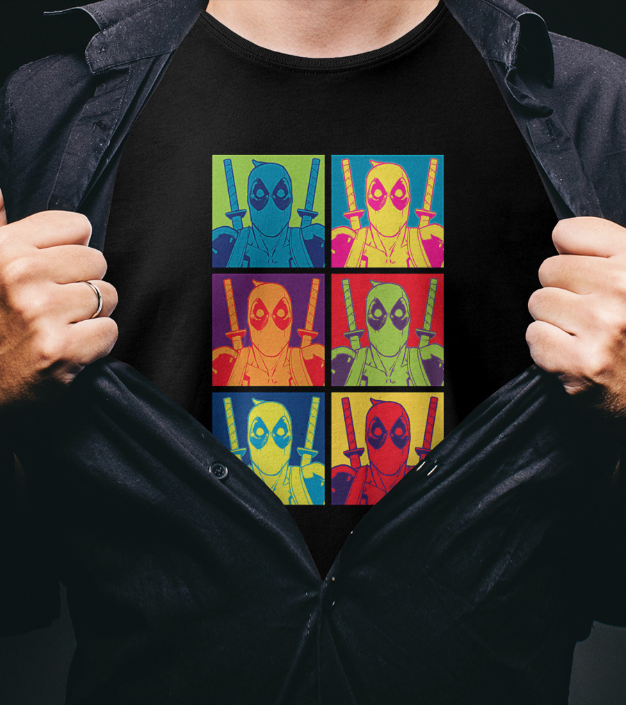 Marvel Deadpool Pop Art Colorful Square Box Repeat T-Shirt