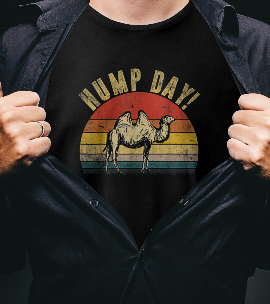 Hump Day Camel Retro Vintage Sunset Stripes T-Shirt