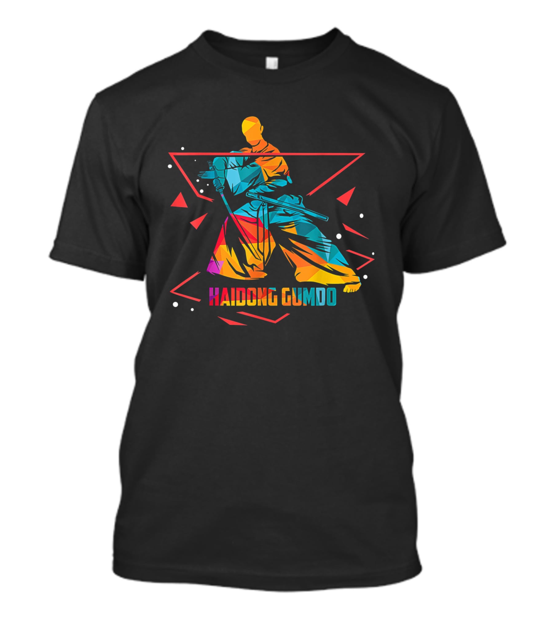 Haidong Gumdo Dynamic Martial Arts Illustration Rainbow Geometric T-Shirt