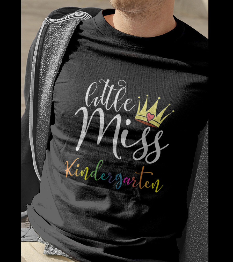 Little Miss Kindergarten Crown Heart First Day Of School Girls T-Shirt