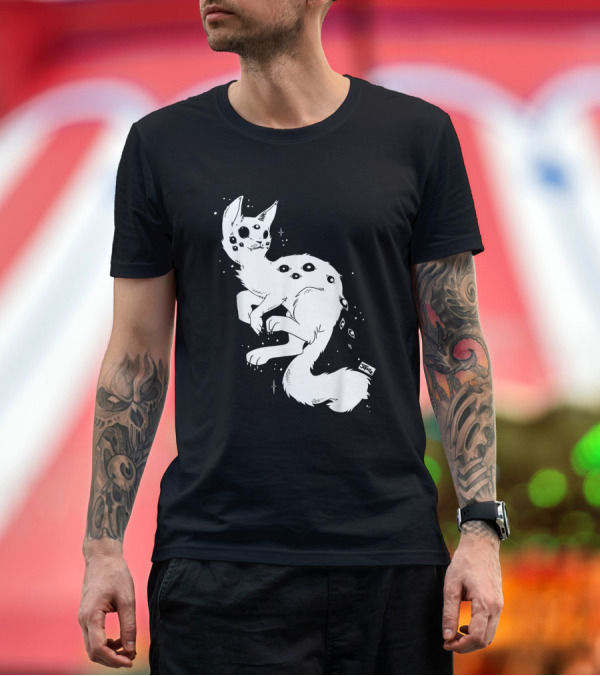 Premium T-Shirt: Creepy Cat Multi-Eyed Kawaii Kitty with Stars T-Shirt Creepy Cat Multi-Eyed Kawaii Kitty with Stars T-Shirt