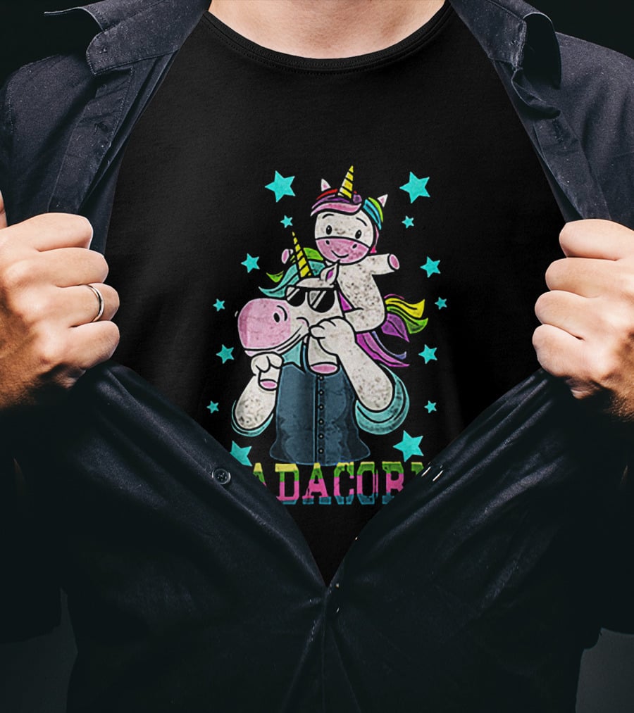 Dadacorn Funny Unicorn With Cool Sunglasses And Rainbow Horn Magic T-Shirt